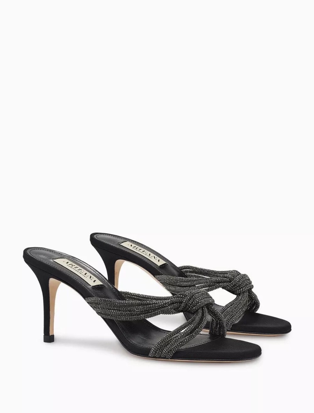 ARTEANA Capri 75 Crystal Mule Sandals in Grosgrain